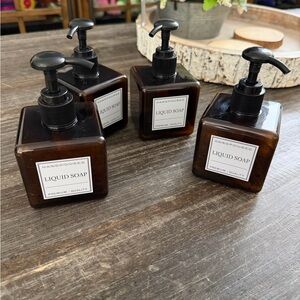 4 Pump Liquid Soap Dispensers - Amber